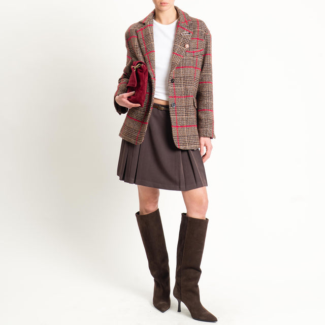 Zeroassoluto-Minigonna pieghe con cintura - moro