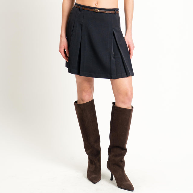 Zeroassoluto-Minigonna pieghe con cintura - nero