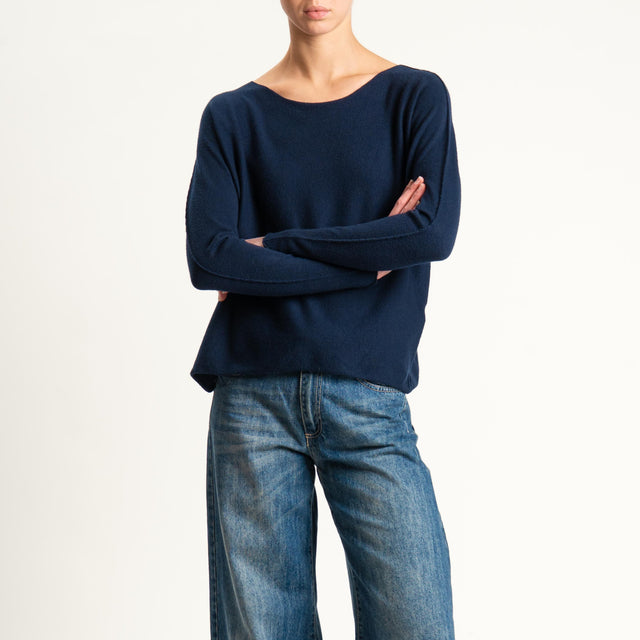 Zeroassoluto-Maglia girocollo spacchi laterali - blu