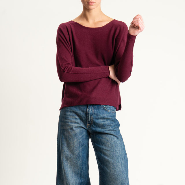 Zeroassoluto-Maglia girocollo spacchi laterali - Bordeaux