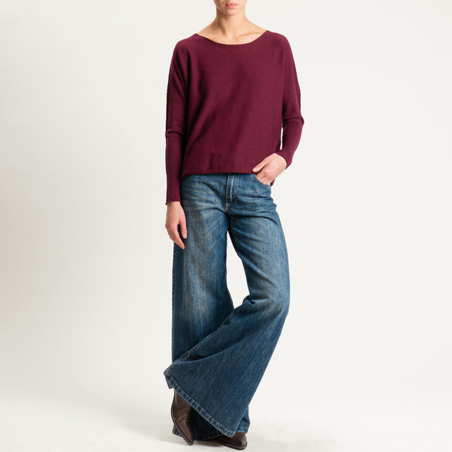 Zeroassoluto-Maglia girocollo spacchi laterali - Bordeaux
