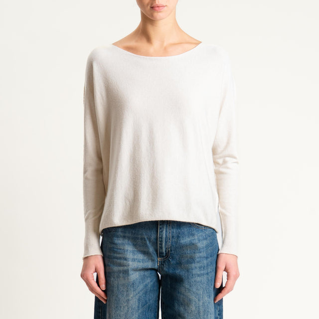 Zeroassoluto-Maglia girocollo spacchi laterali - gesso