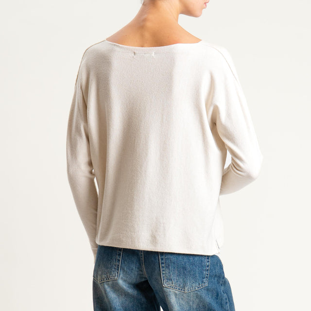 Zeroassoluto-Maglia girocollo spacchi laterali - gesso