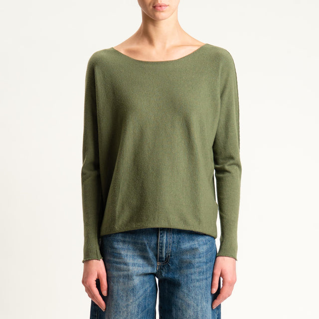 Zeroassoluto-Maglia girocollo spacchi laterali - militare