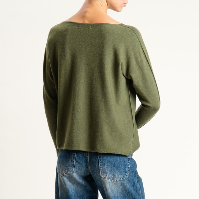 Zeroassoluto-Maglia girocollo spacchi laterali - militare