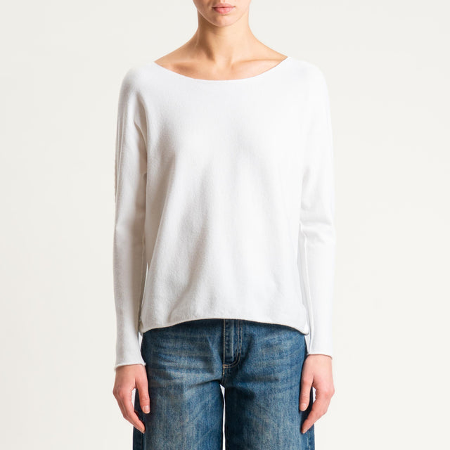Zeroassoluto-Maglia girocollo spacchi laterali - panna