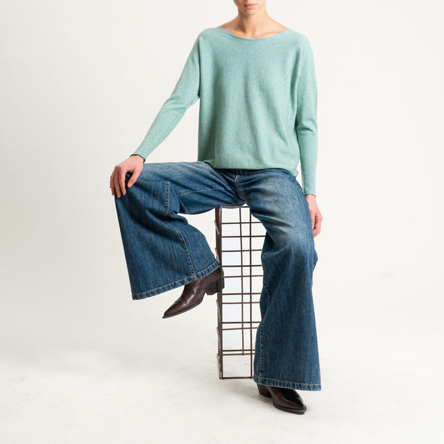 Zeroassoluto-Maglia girocollo spacchi laterali - salvia