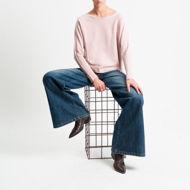 Zeroassoluto-Maglia girocollo spacchi laterali - cipria