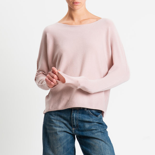 Zeroassoluto-Maglia girocollo spacchi laterali - cipria