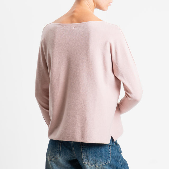 Zeroassoluto-Maglia girocollo spacchi laterali - cipria