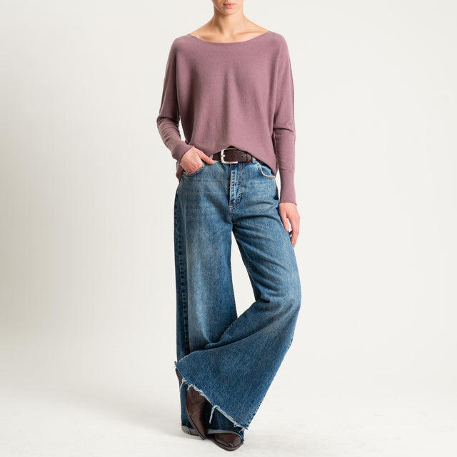 Zeroassoluto-Maglia girocollo spacchi laterali - mauve