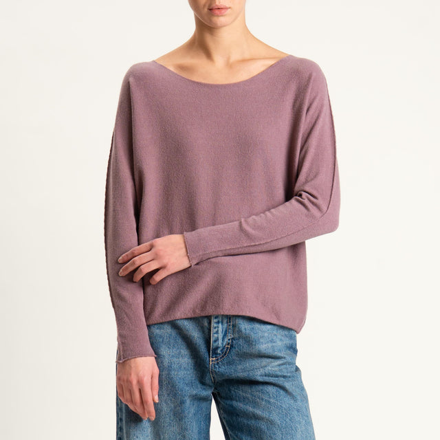 Zeroassoluto-Maglia girocollo spacchi laterali - mauve