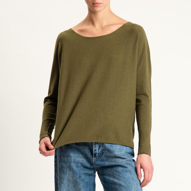 Zeroassoluto-Maglia girocollo spacchi laterali - olio