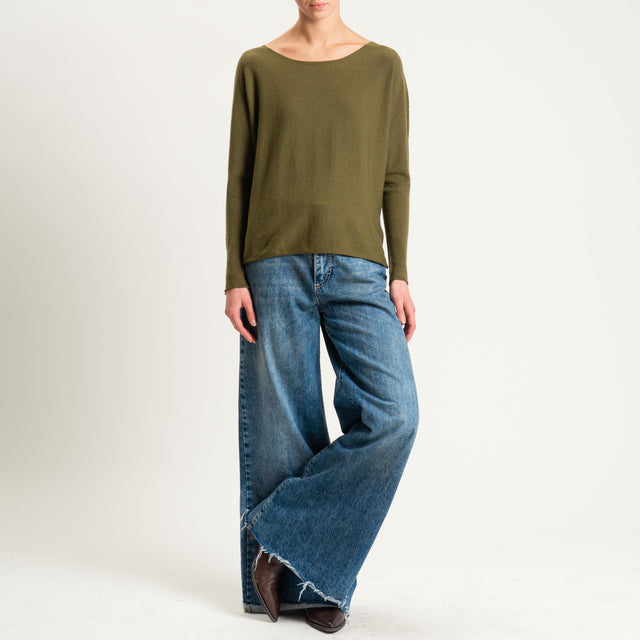 Zeroassoluto-Maglia girocollo spacchi laterali - olio