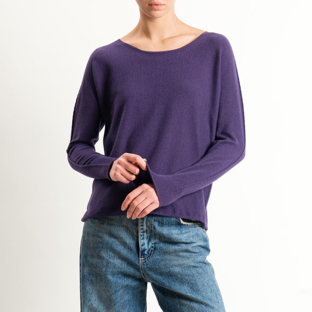 Zeroassoluto-Maglia girocollo spacchi laterali - uva