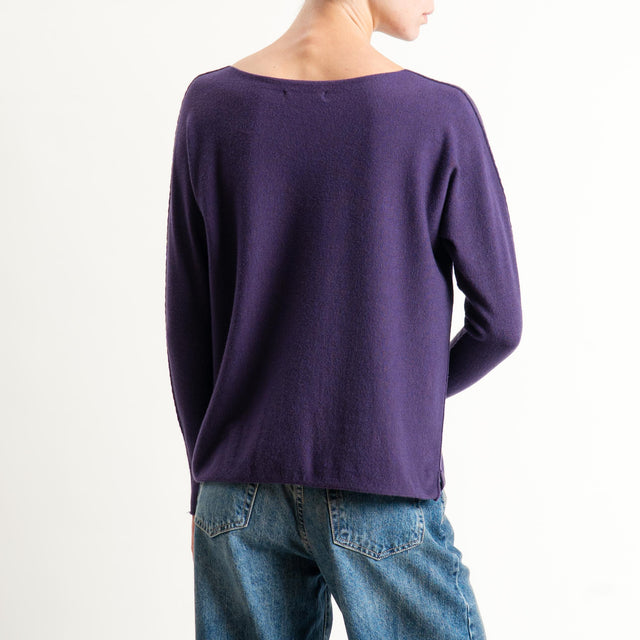 Zeroassoluto-Maglia girocollo spacchi laterali - uva