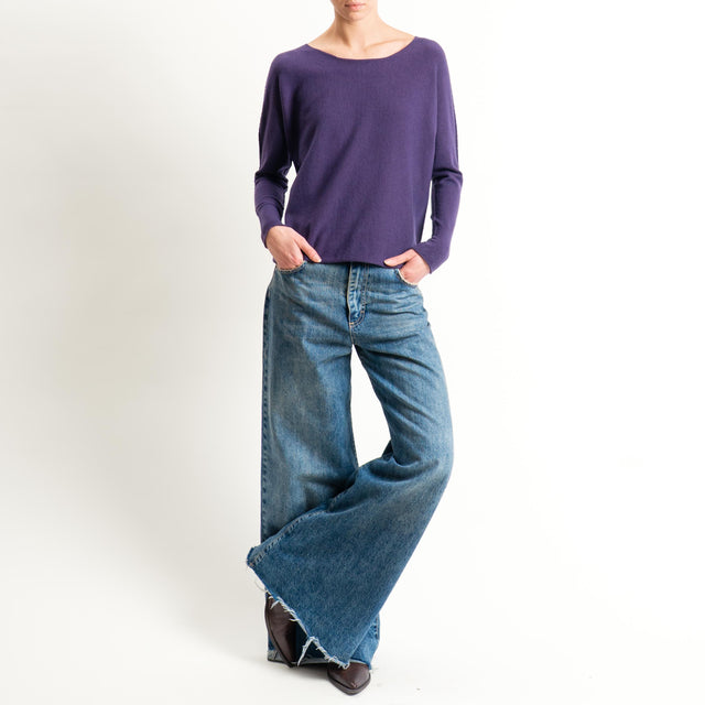 Zeroassoluto-Maglia girocollo spacchi laterali - uva