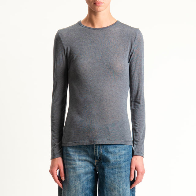 Zeroassoluto-T-shirt sottile girocollo MISTO CASHMERE - antracite