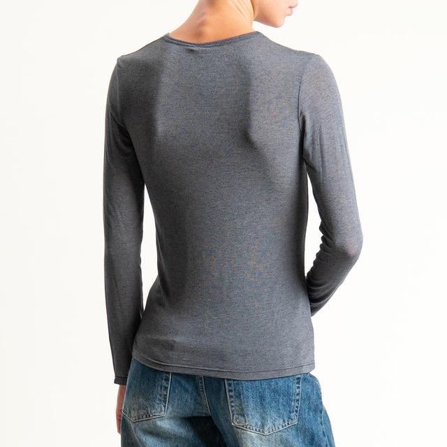 Zeroassoluto-T-shirt sottile girocollo MISTO CASHMERE - antracite