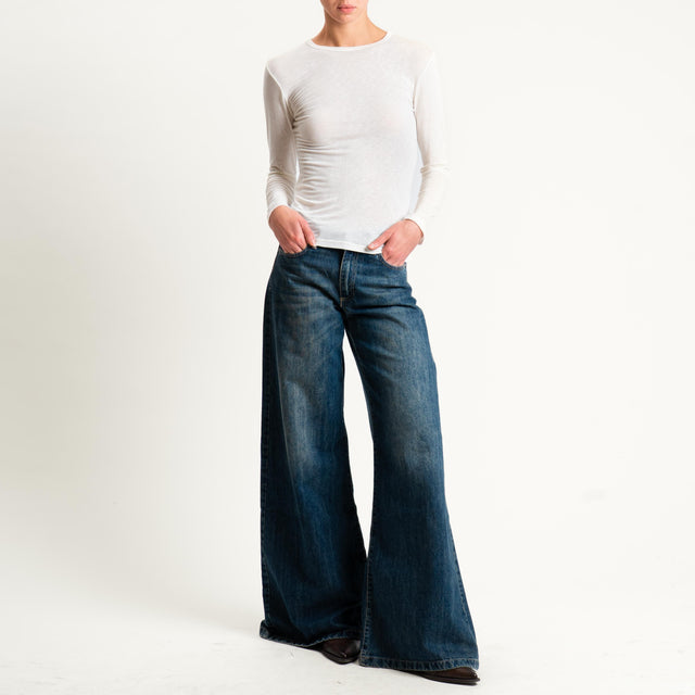 Zeroassoluto-T-shirt sottile girocollo MISTO CASHMERE - burro
