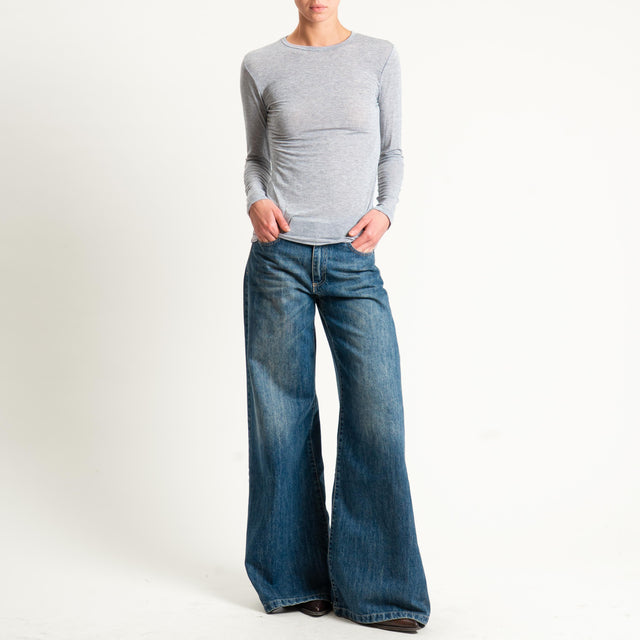 Zeroassoluto-T-shirt sottile girocollo MISTO CASHMERE - grigio melange