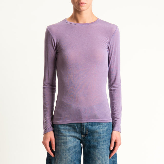 Zeroassoluto-T-shirt sottile girocollo MISTO CASHMERE - mauve