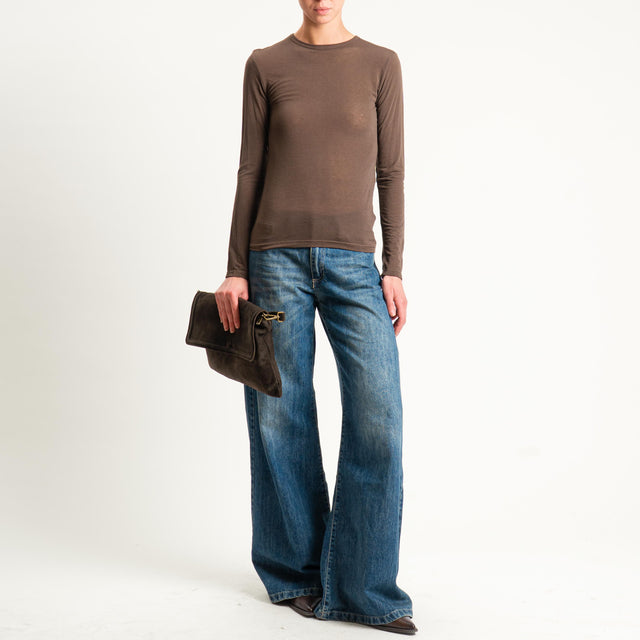 Zeroassoluto-T-shirt sottile girocollo MISTO CASHMERE - moro