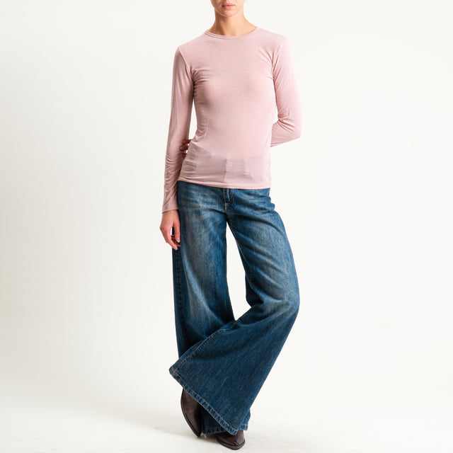 Zeroassoluto-T-shirt sottile girocollo MISTO CASHMERE - rosa