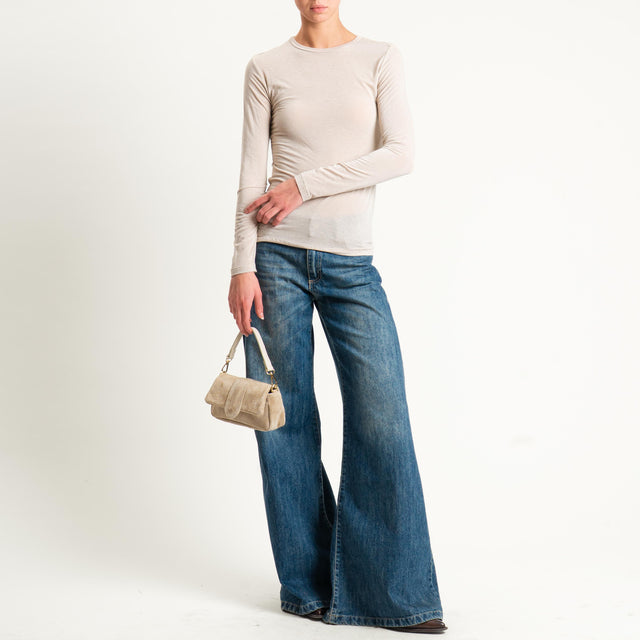 Zeroassoluto-T-shirt sottile girocollo MISTO CASHMERE - sand