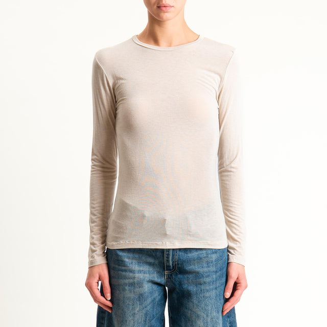 Zeroassoluto-T-shirt sottile girocollo MISTO CASHMERE - sand