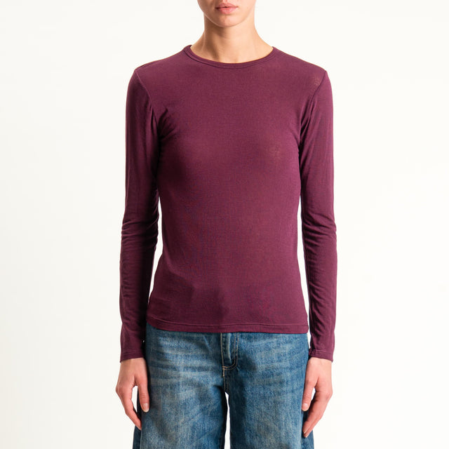 Zeroassoluto-T-shirt sottile girocollo MISTO CASHMERE - vino