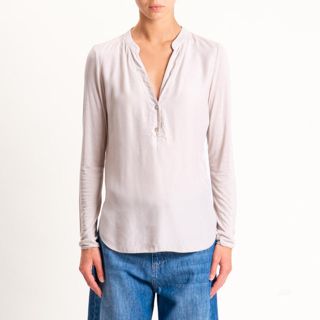 Zeroassoluto-Camicia chester doppio tessuto - beige