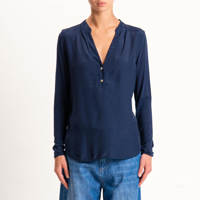Zeroassoluto-Camicia chester doppio tessuto - blu