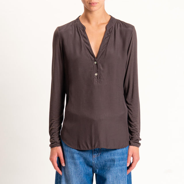 Zeroassoluto-Camicia chester doppio tessuto - cocoa