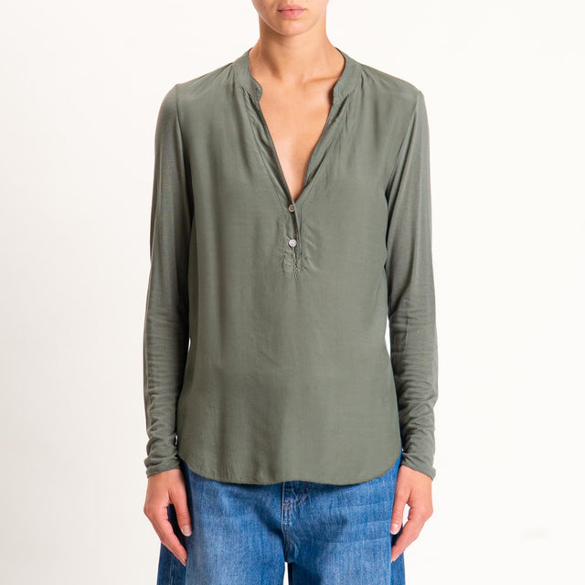 Zeroassoluto-Camicia chester doppio tessuto - militare