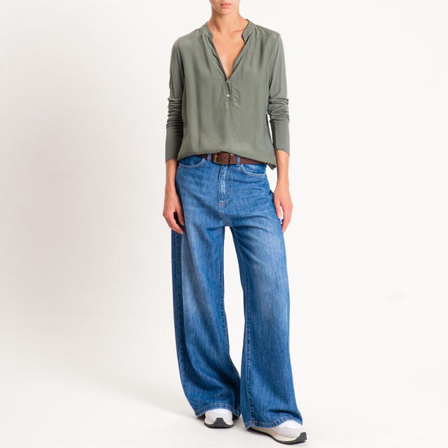 Zeroassoluto-Camicia chester doppio tessuto - militare