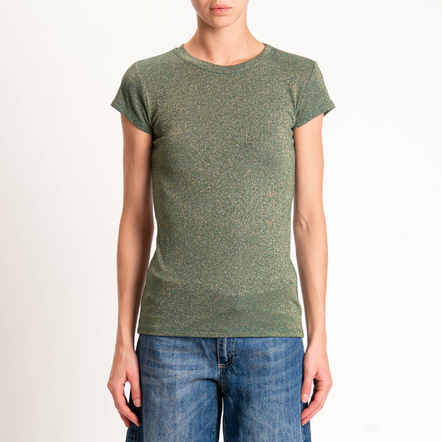 Zeroassoluto-T-shirt lurex a costine - verde bottiglia