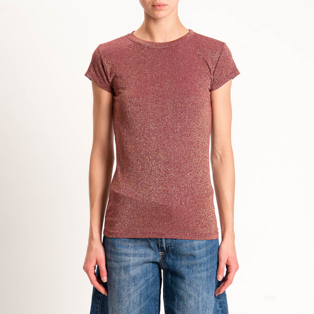 Zeroassoluto-T-shirt lurex a costine - vino