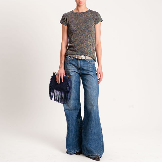 Zeroassoluto-T-shirt lurex a costine - blu