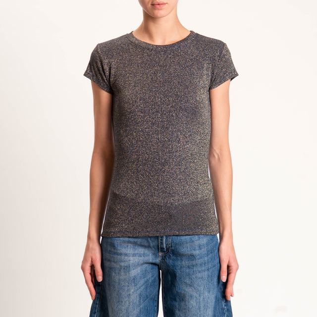 Zeroassoluto-T-shirt lurex a costine - blu