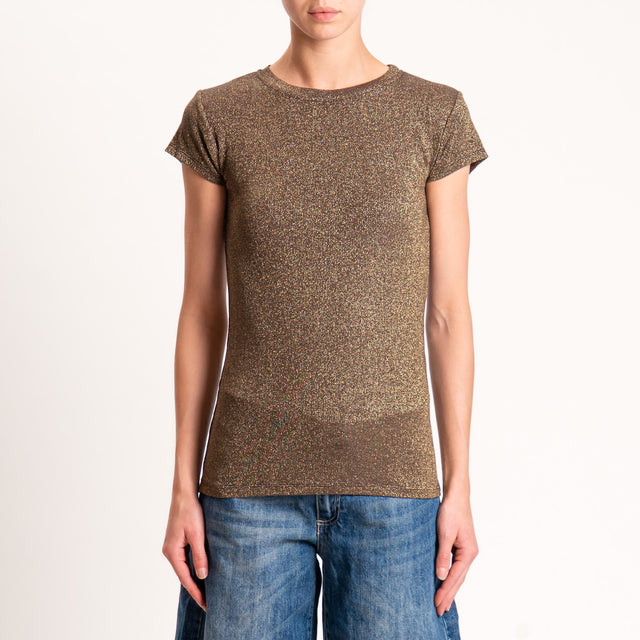 Zeroassoluto-T-shirt lurex a costine - moro