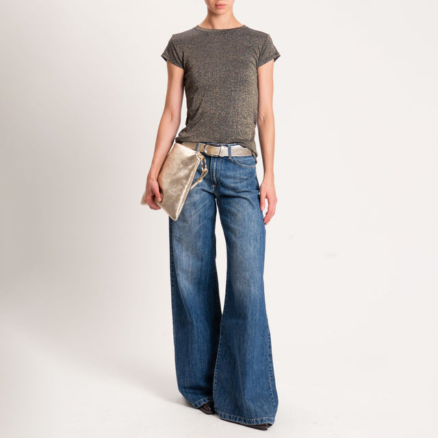 Zeroassoluto-T-shirt lurex a costine - nero