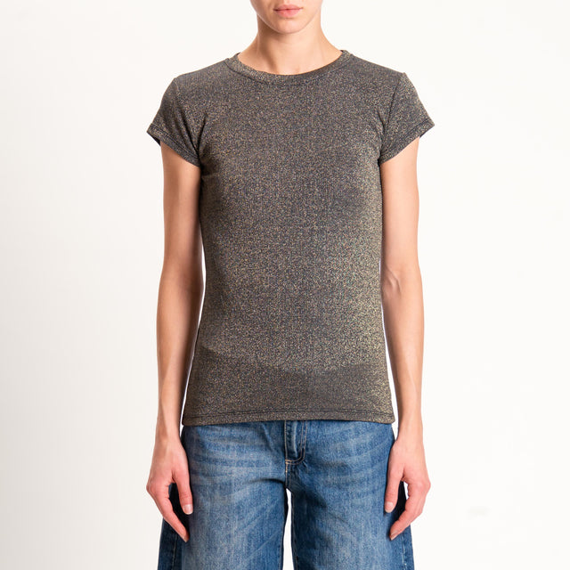 Zeroassoluto-T-shirt lurex a costine - nero