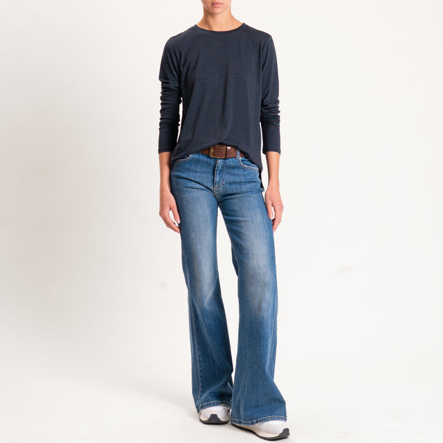Zeroassoluto-T-shirt girocollo righe in jersey - ottanio/moro