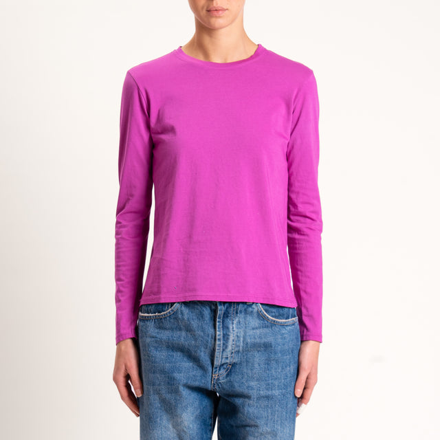 Zeroassoluto-T-shirt girocollo stretto cotone elasticizzato - ametista