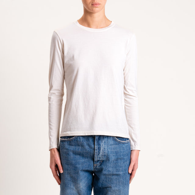Zeroassoluto-T-shirt girocollo stretto cotone elasticizzato - burro