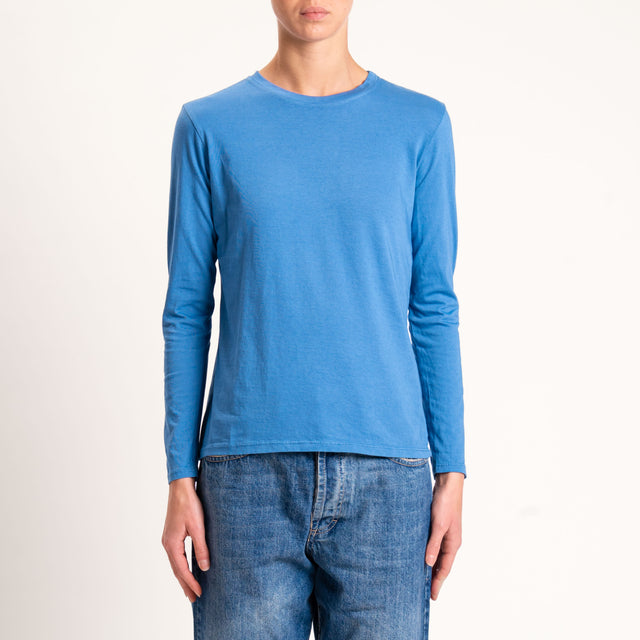 Zeroassoluto-T-shirt girocollo stretto cotone elasticizzato - avio