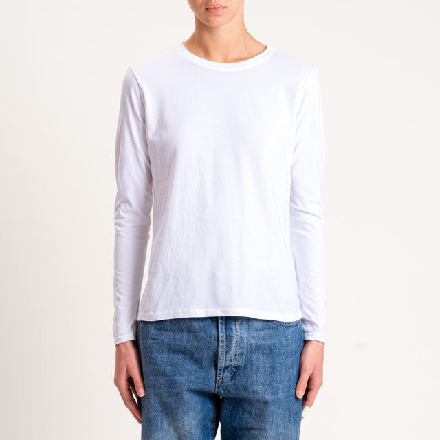 Zeroassoluto-T-shirt girocollo stretto cotone elasticizzato - bianco