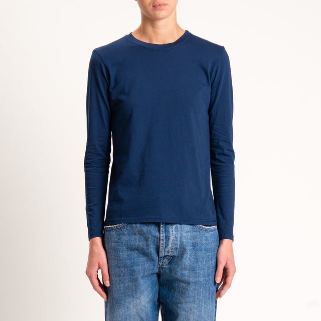 Zeroassoluto-T-shirt girocollo stretto cotone elasticizzato - blu