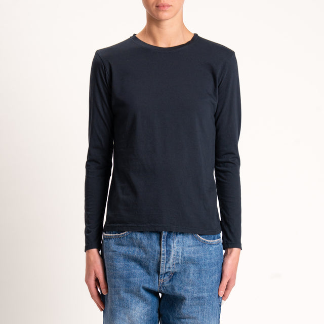 Zeroassoluto-T-shirt girocollo stretto cotone elasticizzato - nero